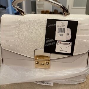 IMAN Interchangeable Floral and Croc-Embossed Satchel with Gold Accents